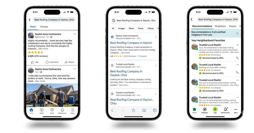 search engines showing social media platforms